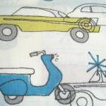 Organic Fabric Blue, Yellow, Orange Car And..